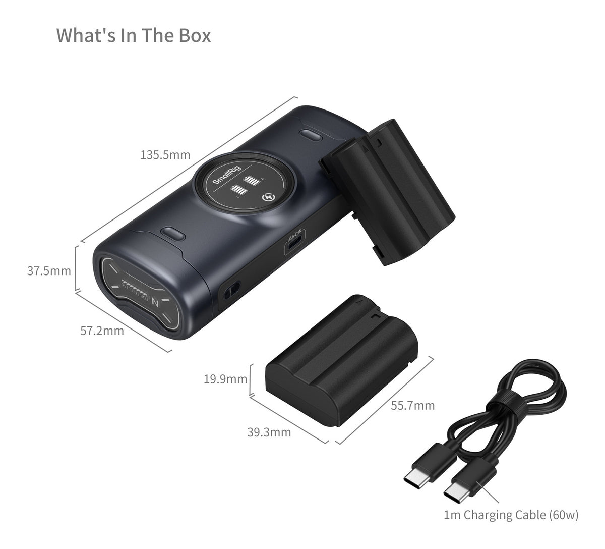 SmallRig 5697 Ladecase – für Nikon Z 8, Z 7II, Z 7 und andere (EN-EL15c) – 2-fach, USB – Schwarz