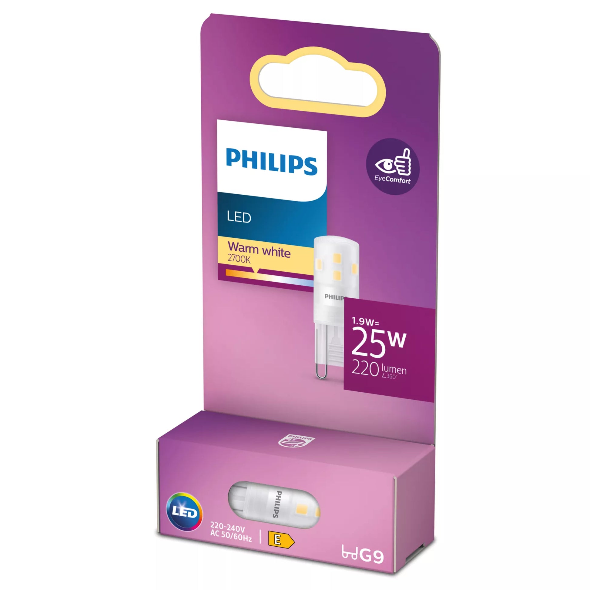 Philips by Signify Philips LED-Leuchtmittel G9 Globus – Warmweiss 2700 K, 220 lm, 2 W
