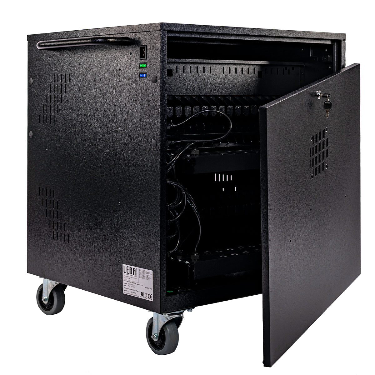 LEBA Innovation Leba NoteCart Flex Gerätewagen – für 36 Geräte – abschliessbar, USB-C – Schwarz/Grau