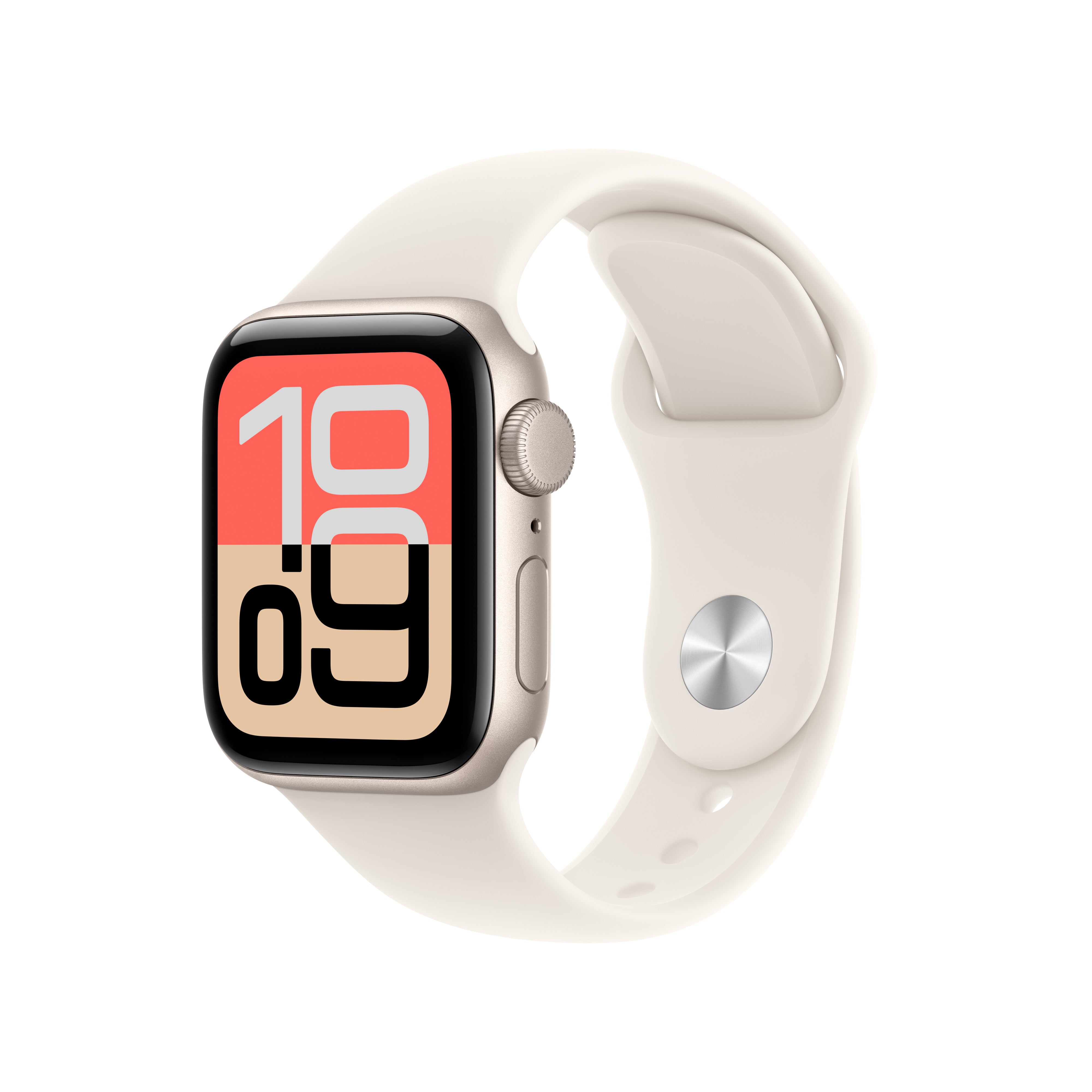 Apple Watch SE (2025) – Smartwatch – 40 mm, GPS, OLED, Ion-X Glas, 50 m, Starlight, Sportarmband