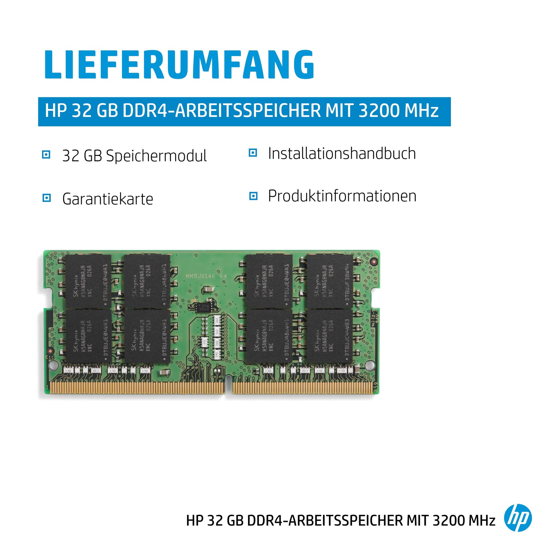 HP DDR4 RAM – 32 GB 3200 MHz, für EliteBook 830 G7, 830 G8, 835 G8 und andere