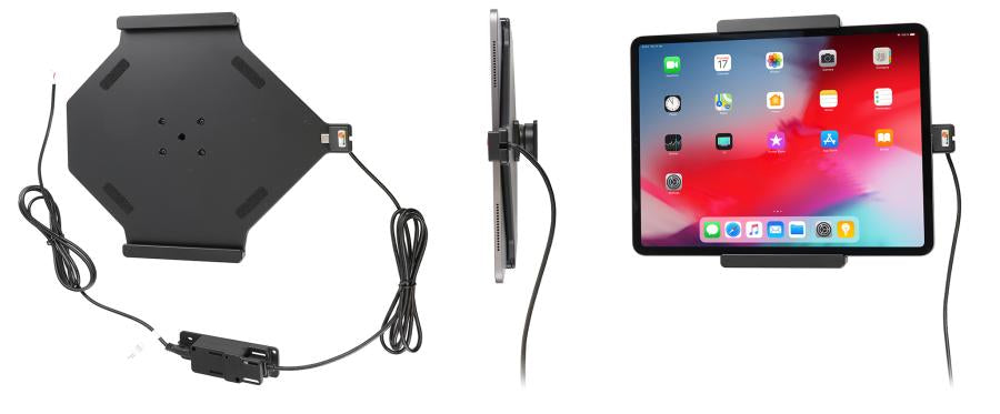 Brodit Fahrzeug-Dock für iPad Pro 12,9" (3.–5. Gen.) – mit Ladefunktion, Schraubbefestigung – Schwarz