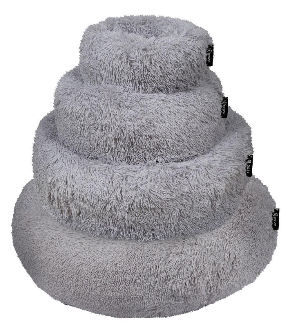 District 70 Donut Haustier-Bett – 60 × 60 × 20 cm, Polyester, Anti-Rutsch-Basis, Hellgrau