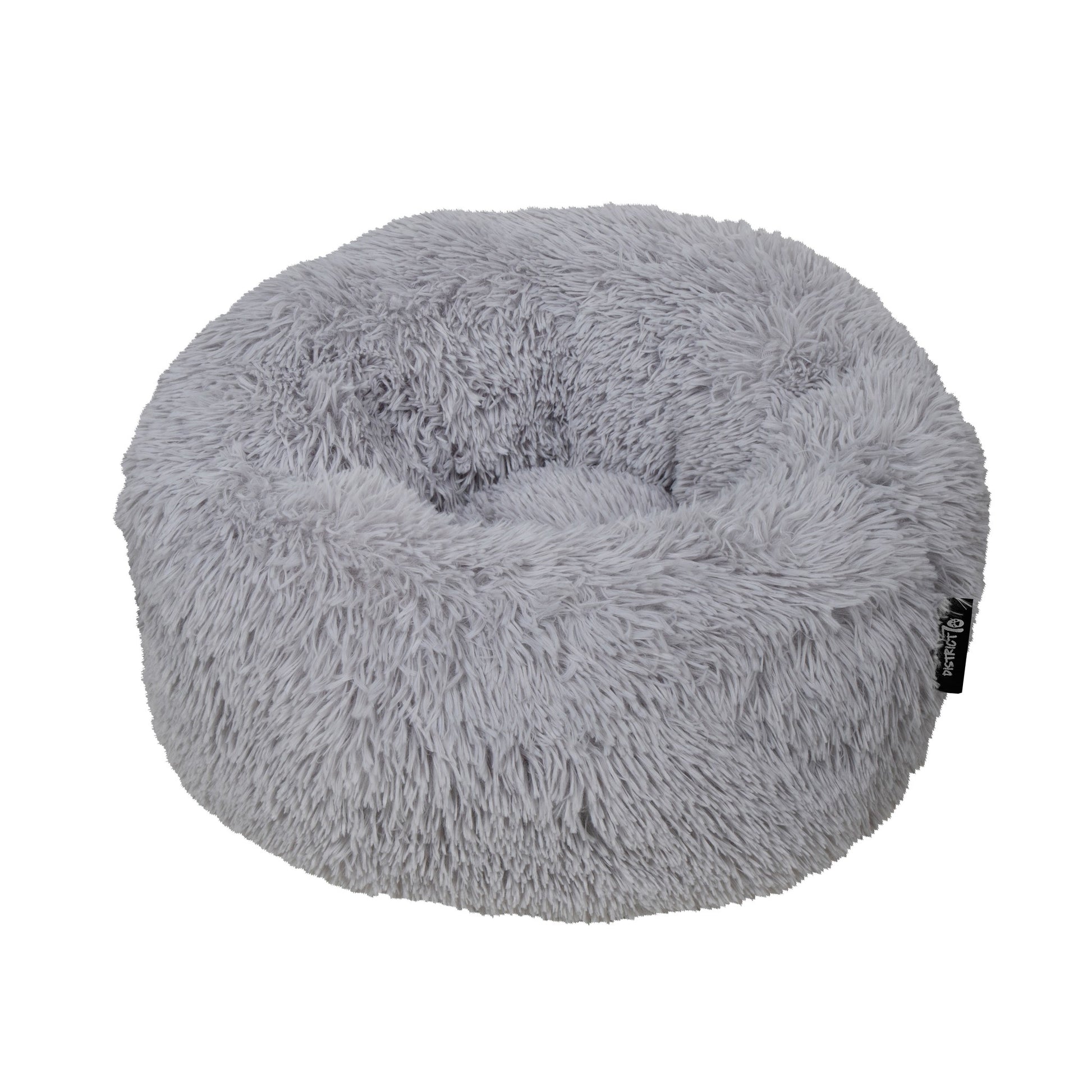District 70 Donut Haustier-Bett – 60 × 60 × 20 cm, Polyester, Anti-Rutsch-Basis, Hellgrau