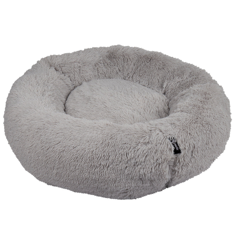District 70 Donut Haustier-Bett – 60 × 60 × 20 cm, Polyester, Anti-Rutsch-Basis, Hellgrau