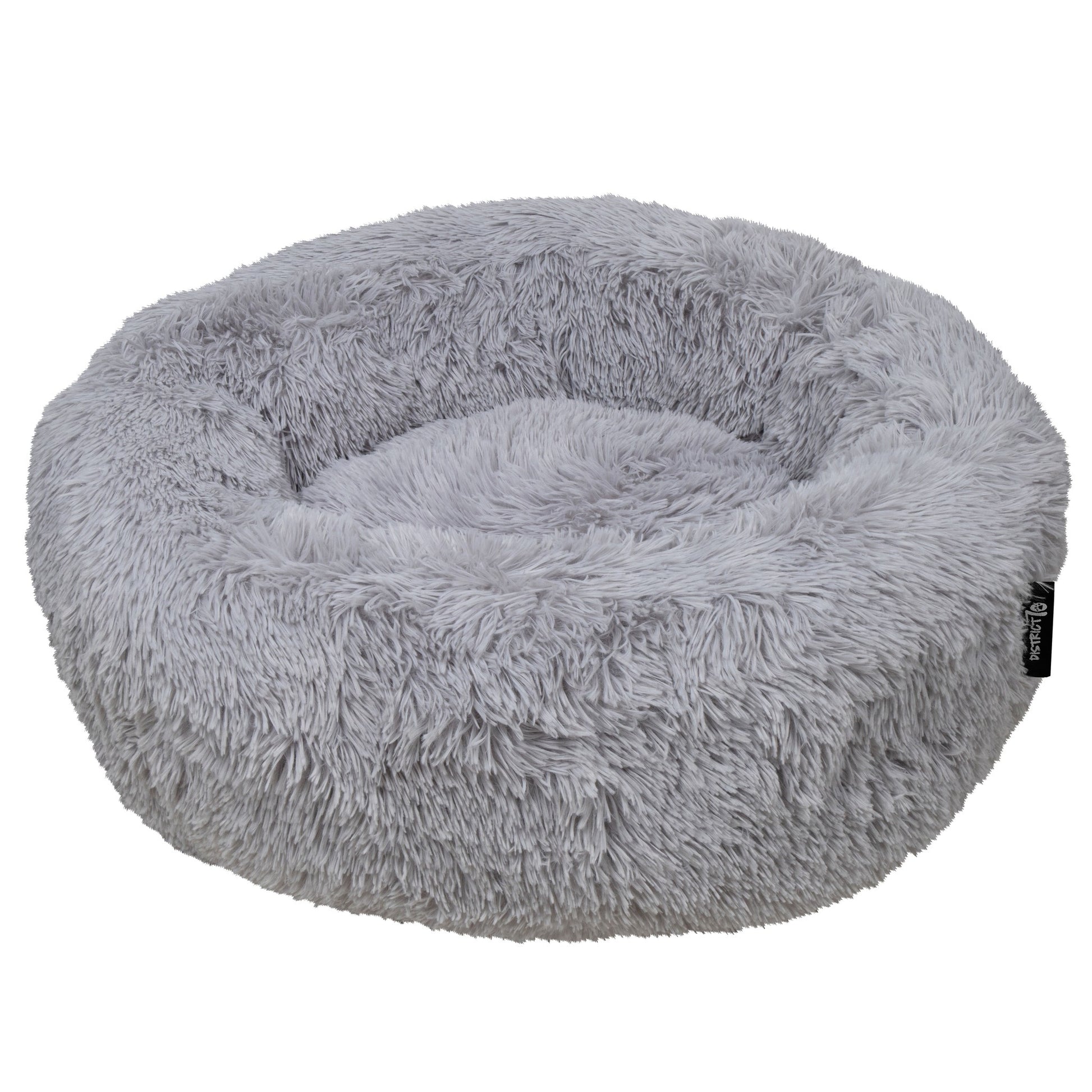 District 70 Donut Haustier-Bett – 60 × 60 × 20 cm, Polyester, Anti-Rutsch-Basis, Hellgrau