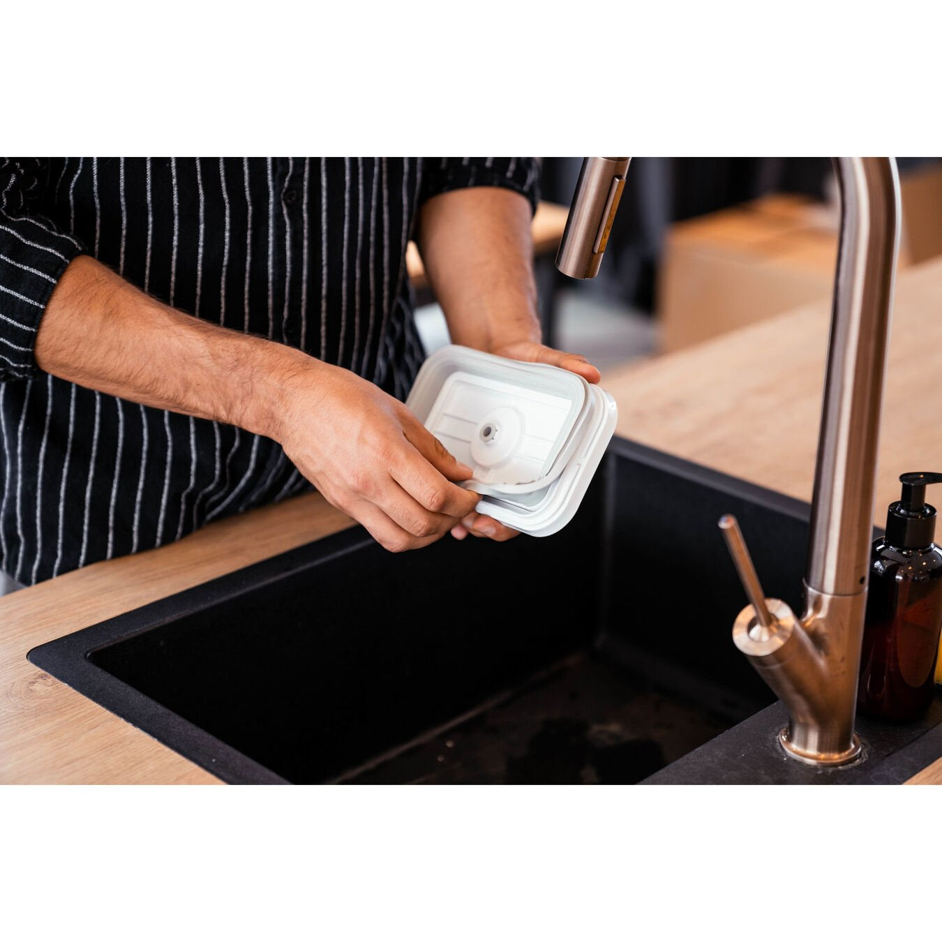 ZWILLING Vakuumbehälter Fresh & Save – 20 × 29,2 × 9,7 cm, 2,85 l – für Vakuumierer, Glas, Grau/Transparent