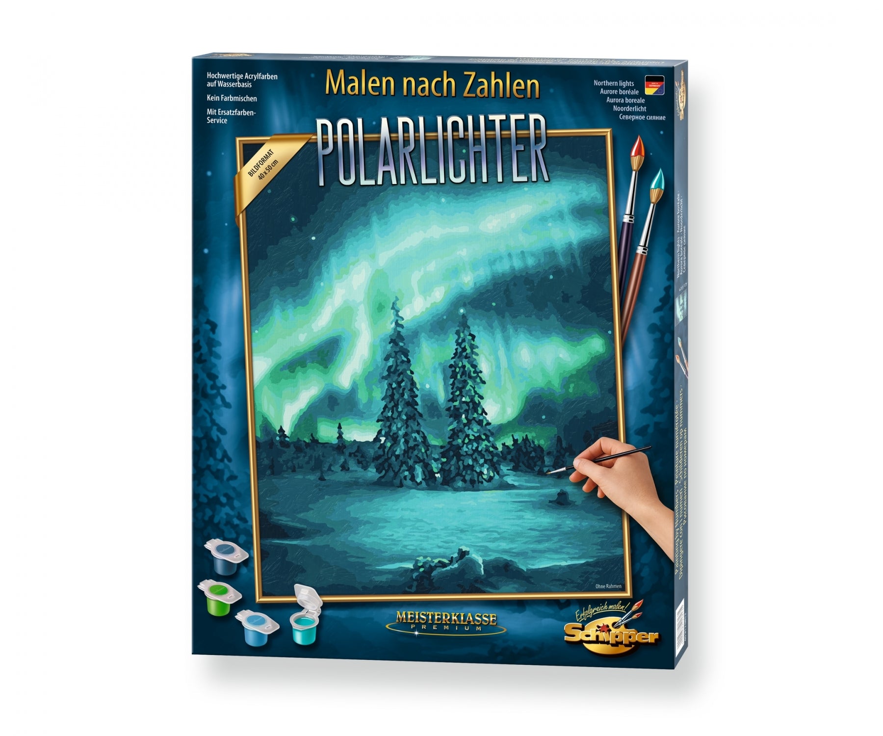 Schipper Malen-nach-Zahlen-Set – Polarlichter – 40 × 50 cm – inkl. Acrylfarben & Pinsel – ab 12 Jahren