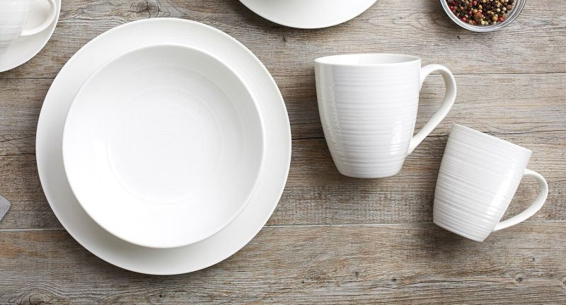 Ritzenhoff & Breker Speise-Service Suomi – 12-teiliges Set, Ø 26 cm, Porzellan, Weiss, spülmaschinenfest
