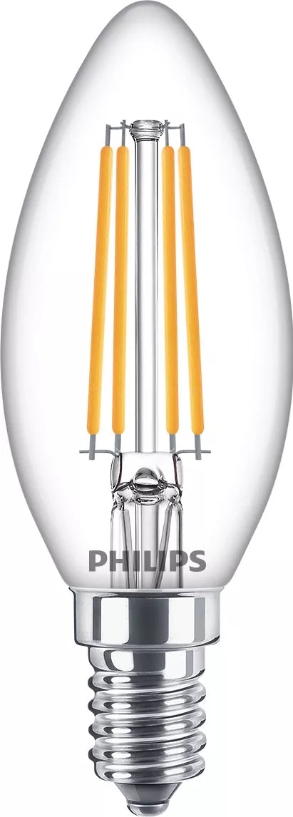 Philips by Signify Philips Leuchtmittel E14 B35 – 806 lm, 6,5 W, Warmweiss 2700 K – Klar (Glas) – 1 Stk. – LED classic