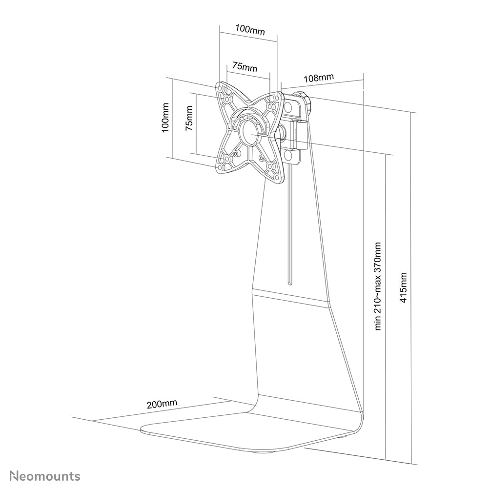 Neomounts FPMA D800 – Tischhalterung, bis 27", VESA 75 × 75/100 × 100 mm, 10 kg, höhenverstellbar, silber