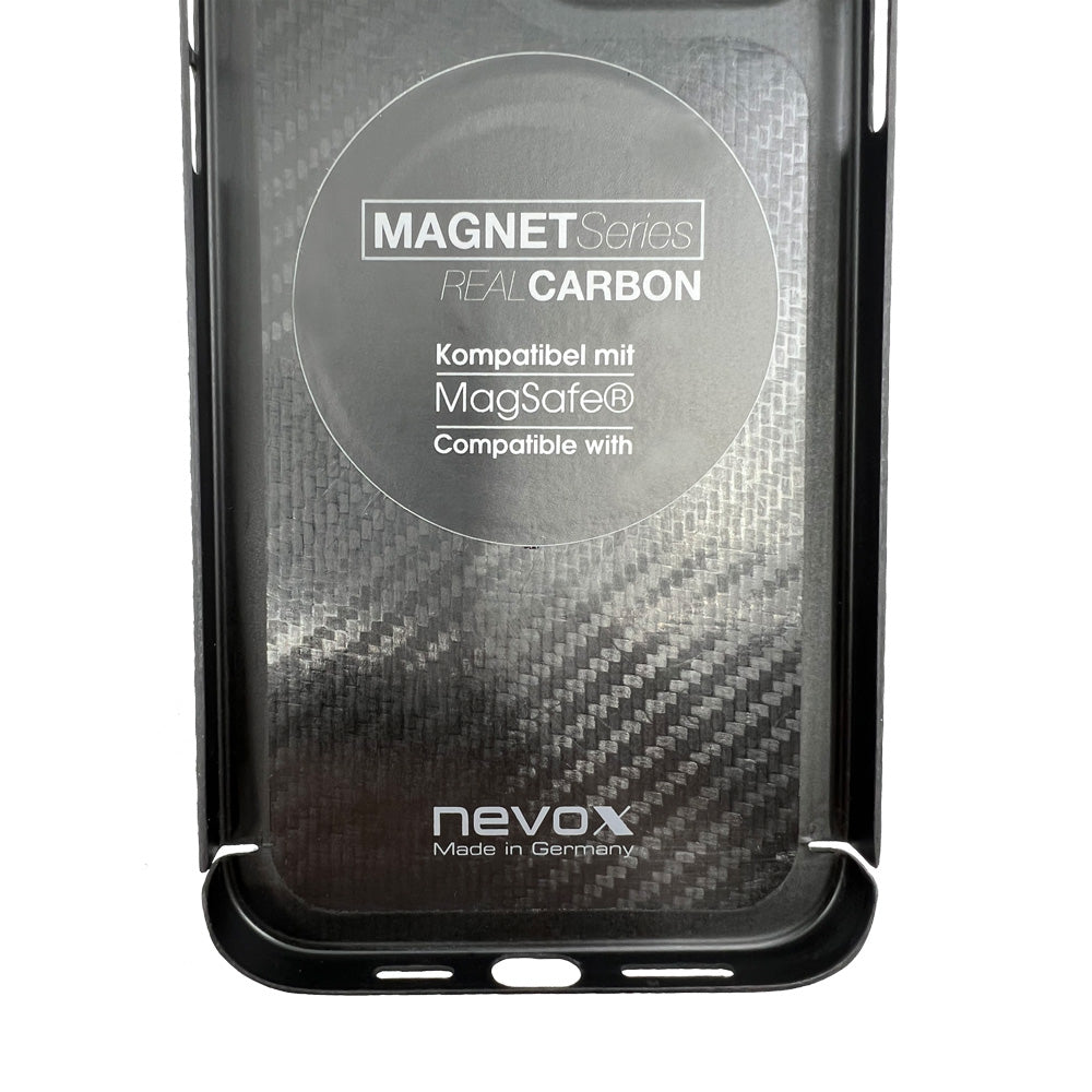Nevox – Backcover Carbon Series – für Apple iPhone 16 Plus – schwarz – MagSafe-kompatibel, stossgeschützt