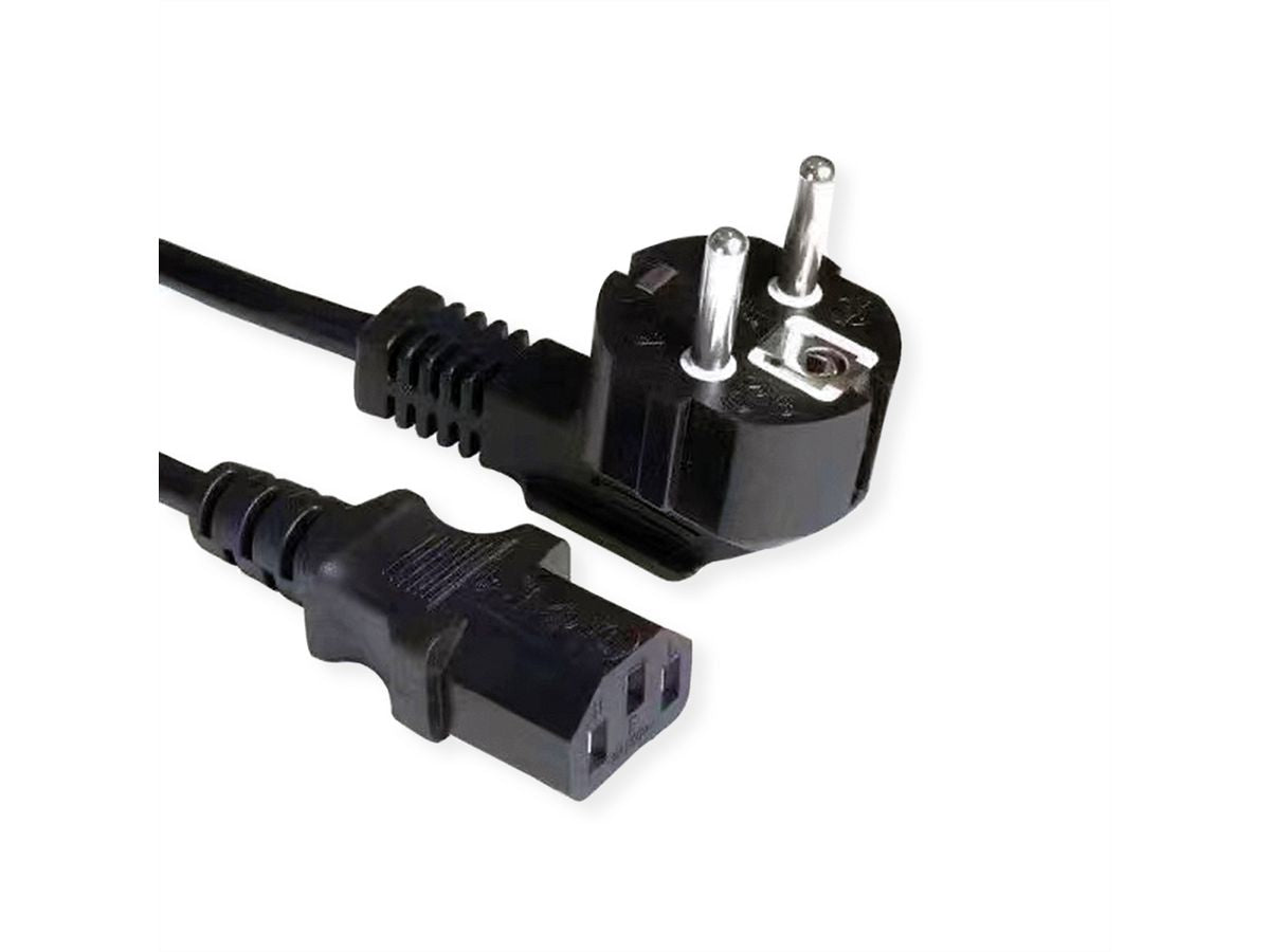 VALUE Netzkabel – Schuko (Typ E/F) – IEC C13, 3 m, 250 V/10 A, Schwarz
