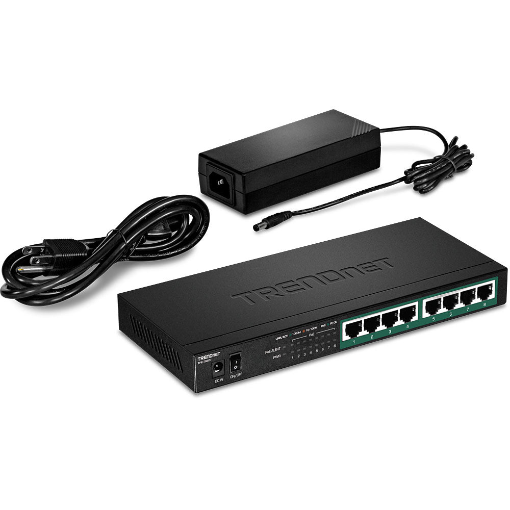 TRENDnet TPE-TG83 – Unmanaged Switch – 8× 1G, PoE+, PoE-Budget 65 W, Desktop