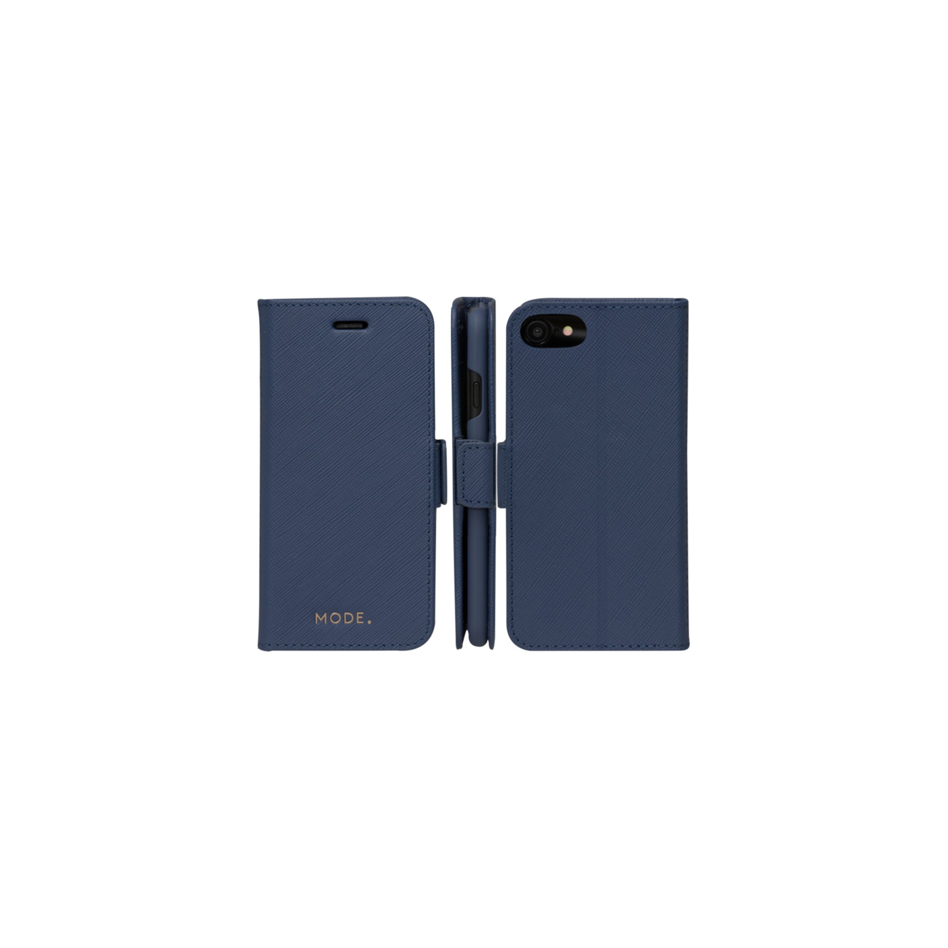 dbramante1928 Milano Wallethülle – für Apple iPhone SE/8/7, mit Ständer, 3 Kartenfächer, Leder, Ocean Blue