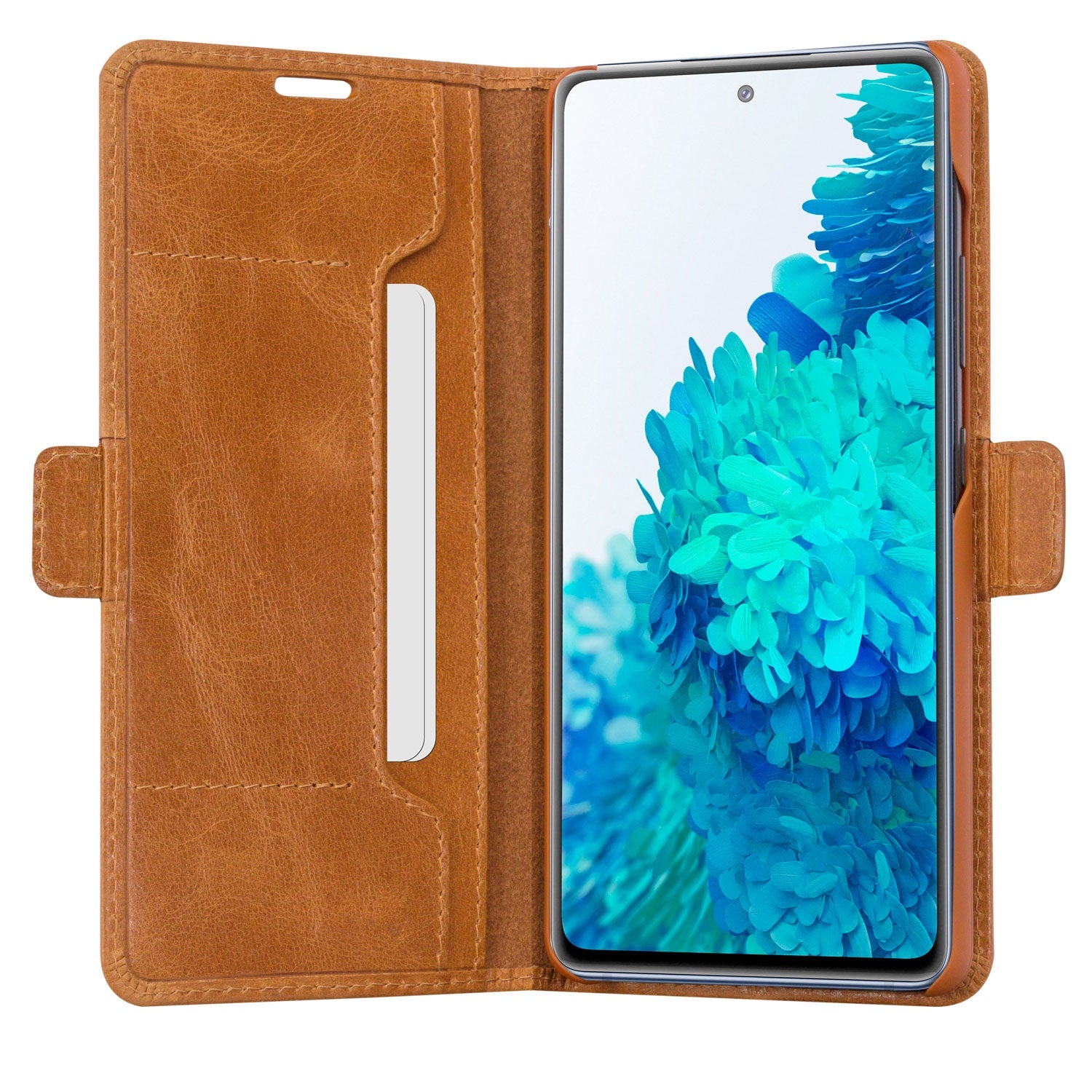 dbramante1928 Copenhagen Slim Wallethülle – für Samsung Galaxy S21 FE, Leder, Beige, Magnetverschluss