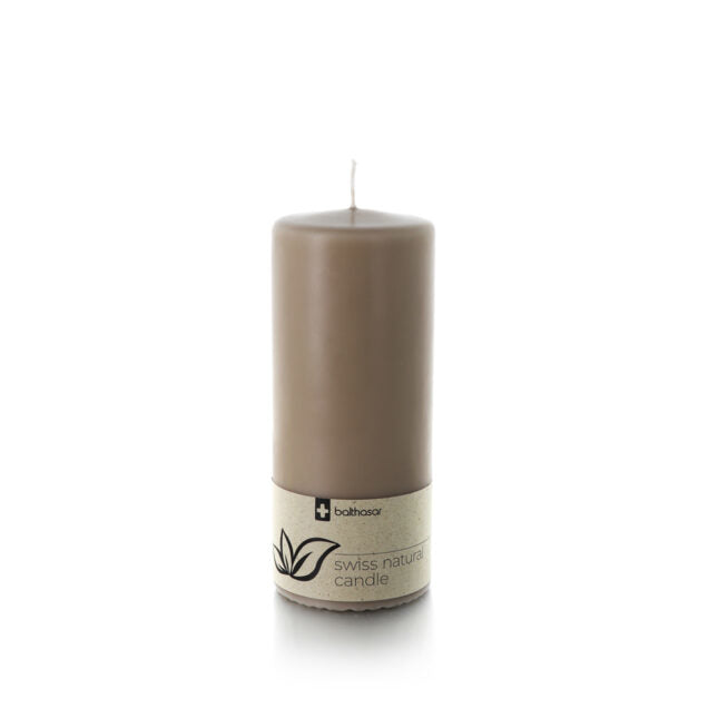 Balthasar Zylinderkerze, taupe, 19 cm, Ø 8 cm – eco:plus, recyclingfähig