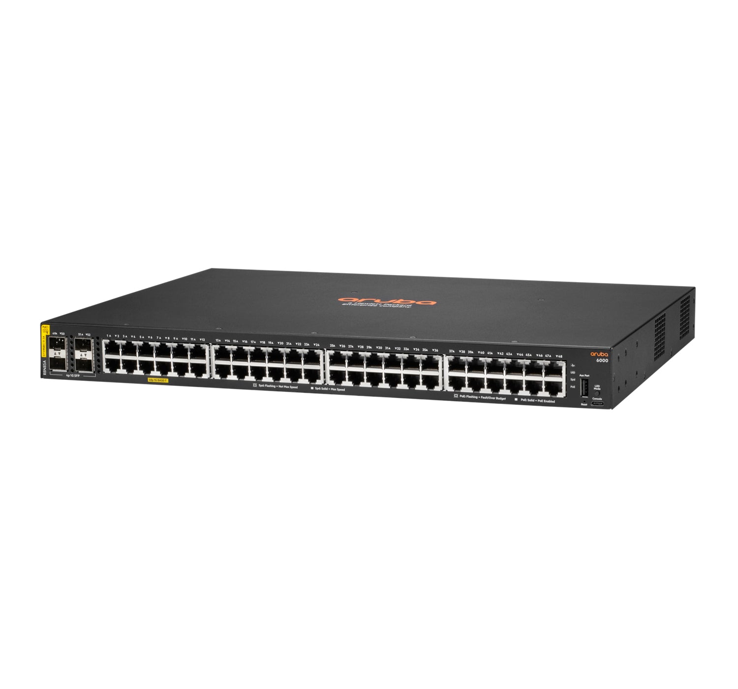 HPE Aruba CX 6000 R8N85A Managed Switch – RJ45, 48× GbE, 4× SFP, PoE 370 W