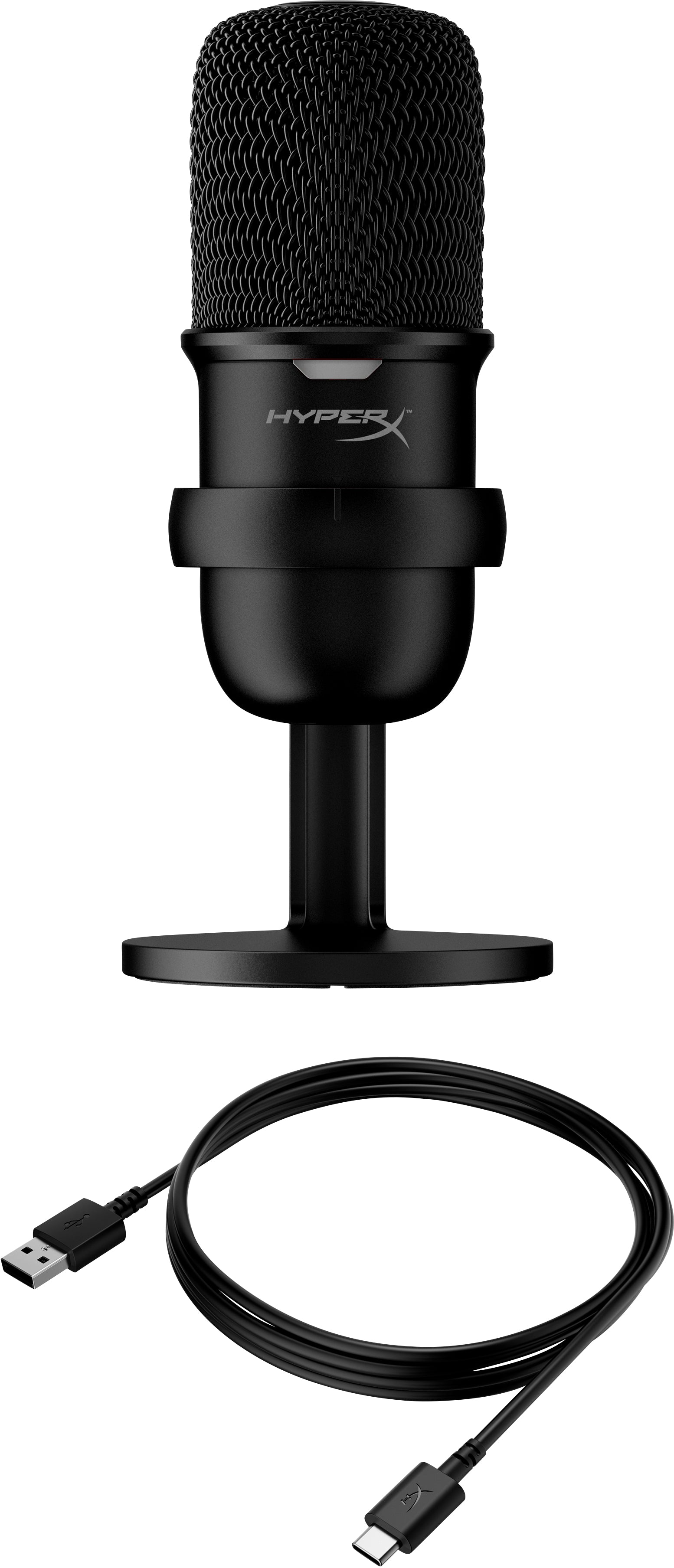 HyperX HX SoloCast HMIS1X-XX-BK Tischmikrofon – USB-C, Kabelgebunden, 16 Bit, für PC/Mac/PlayStation, Schwarz