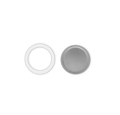 Bialetti Dichtungsring & Filterplatte – Ø 5,6 cm – für Moka Express, Silikon/Aluminium