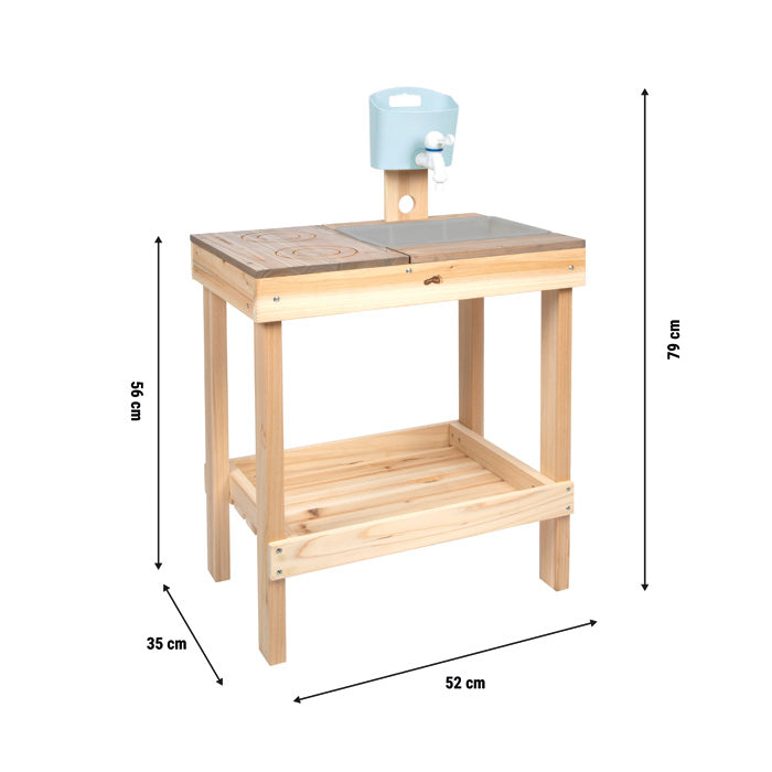 Small foot 12789 Spielküche – Matschküche und Spieltisch – 52 × 79 × 35 cm – ab 3 J. – Holz, Kunststoff