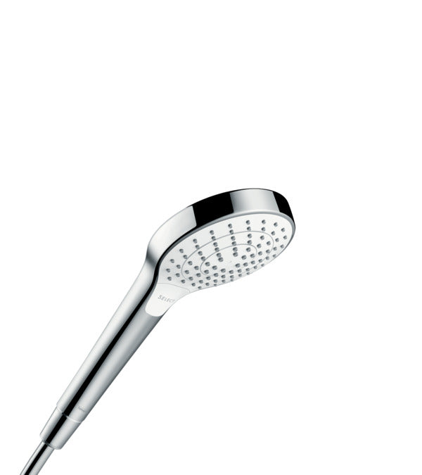 Hansgrohe Handbrause Croma Select S 110 – 10,8 cm, Kunststoff/Metall, Wandmontiert, Chrom/Weiss