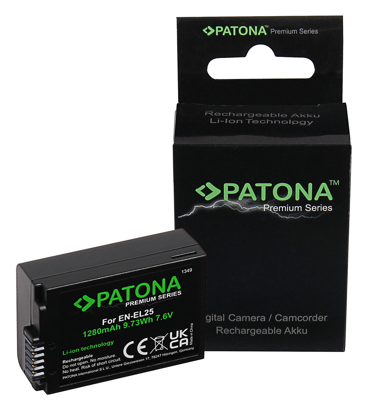 PATONA Premium Akku – 1350 mAh, 7,6 V Li-Ion – für Nikon EN-EL25, Z50, Z fc