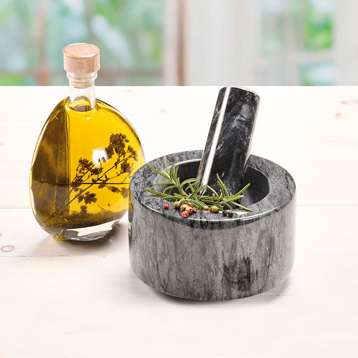 Kesper Mörser mit Stössel, Ø 13 × 0,8 cm, Marmor, Anthrazit
