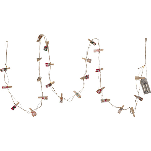 Star Trading Clippy Advent Lichterkette – 2,4 m, 24 LED, warmweiss, Akku, Timer 6–18 h, mehrfarbig