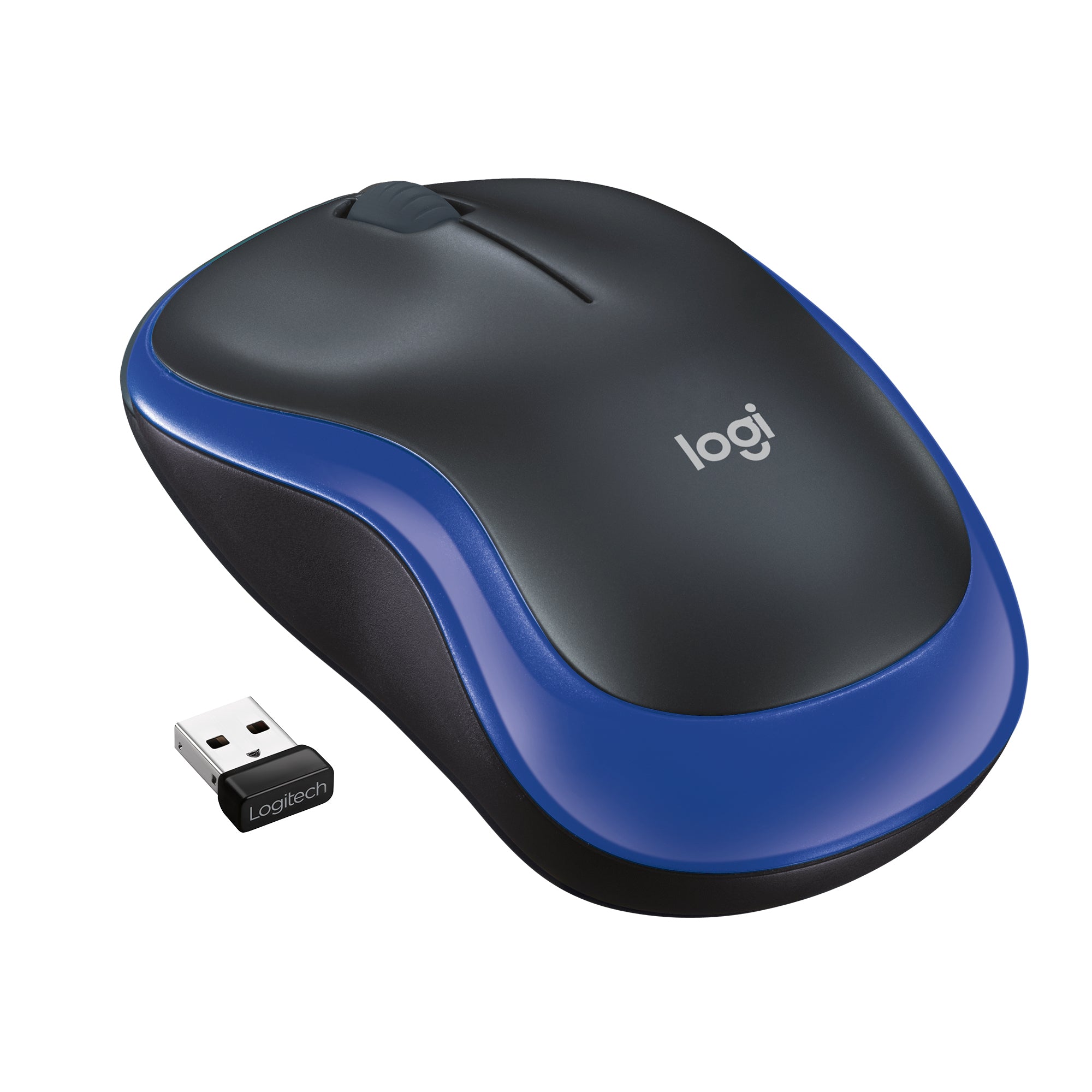Logitech M185 – Maus – Kabellos (2,4 GHz), 1000 DPI, beidhändig, Schwarz/Blau