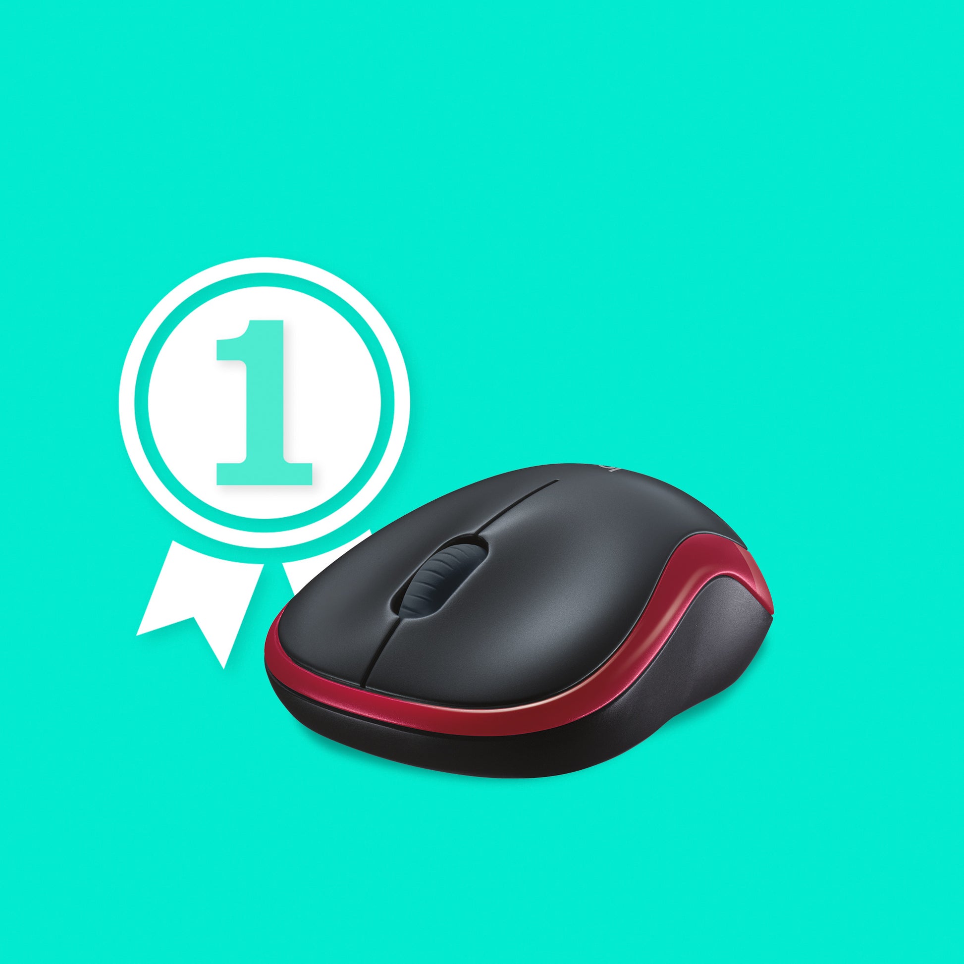 Logitech M185 Maus – kabellos, 2,4 GHz (USB-A), 1000 dpi, 3 Tasten, beidhändig, schwarz/rot