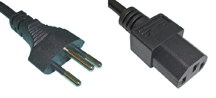 Diggelmann Netzkabel – T12–IEC C13, 3 m, 250 V/10 A, Schwarz