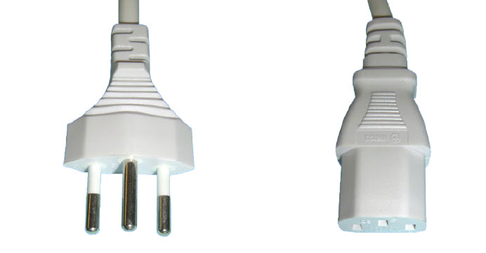 Diggelmann Netzkabel, T12 auf IEC C13, angespritzt, 250 V, 10 m, Weiss
