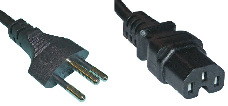 Diggelmann Netzkabel, T12 auf C15, 1,5 m, Schwarz