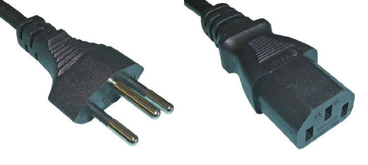 Diggelmann Netzkabel – T12–IEC C13, 2 m, 250 V/10 A, Schwarz