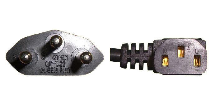 Diggelmann Netzkabel – T12–IEC C13, 2 m, 10 A, schwarz