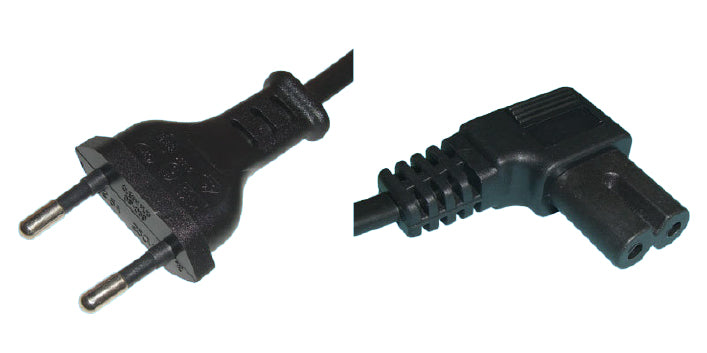 Diggelmann Netzkabel, T26 auf IEC C7, abgewinkelt, 230 V, 5 m, Schwarz