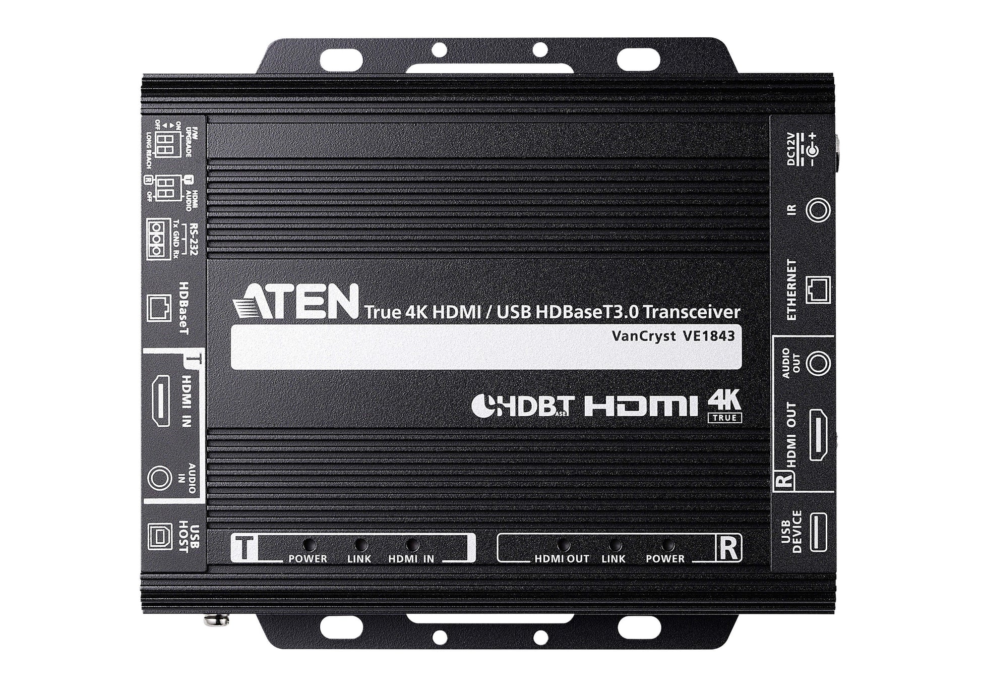 ATEN True 4K VE1843 – AV-Repeater – 4K UHD (4096×2160), HDBaseT 100 m – Schwarz, Metall