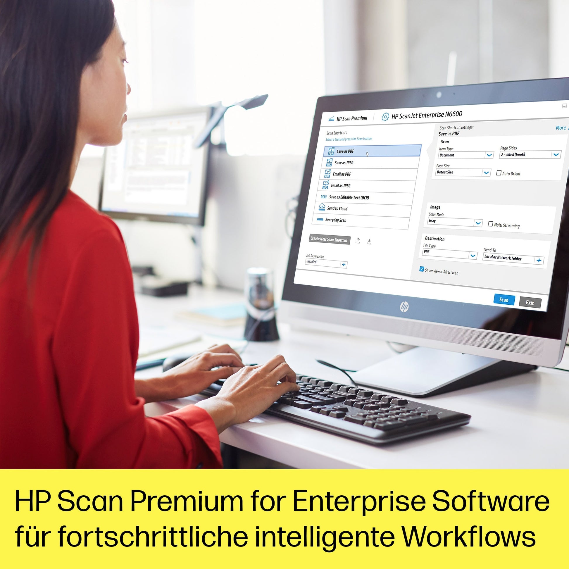 HP Scanjet Enterprise Flow N6600 – Flachbett + ADF, A4, Duplex, 50 ppm, ADF 100 Blatt, WLAN/LAN, 1'200 dpi