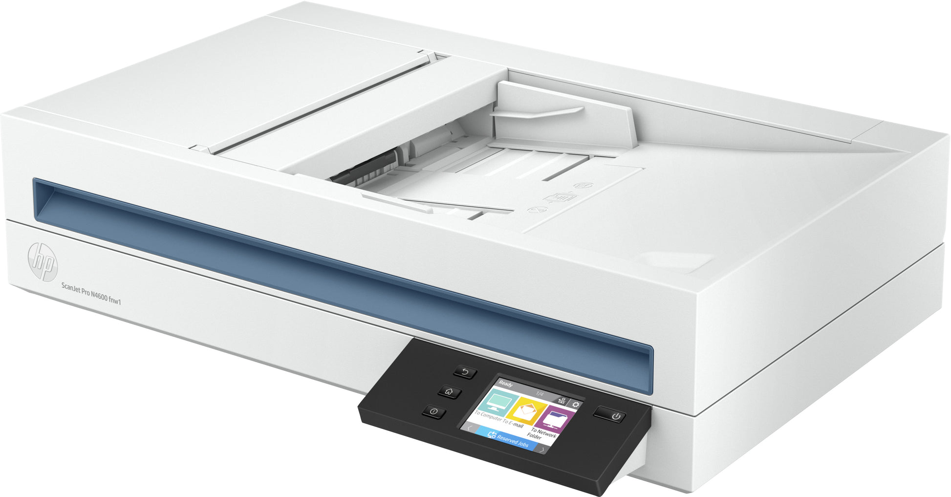 HP Scanjet Pro N4600 Fnw1 – Flachbett + ADF, A4, Duplex, 40 Seiten pro Minute, ADF 100 Blatt, WLAN, 1'200 dpi