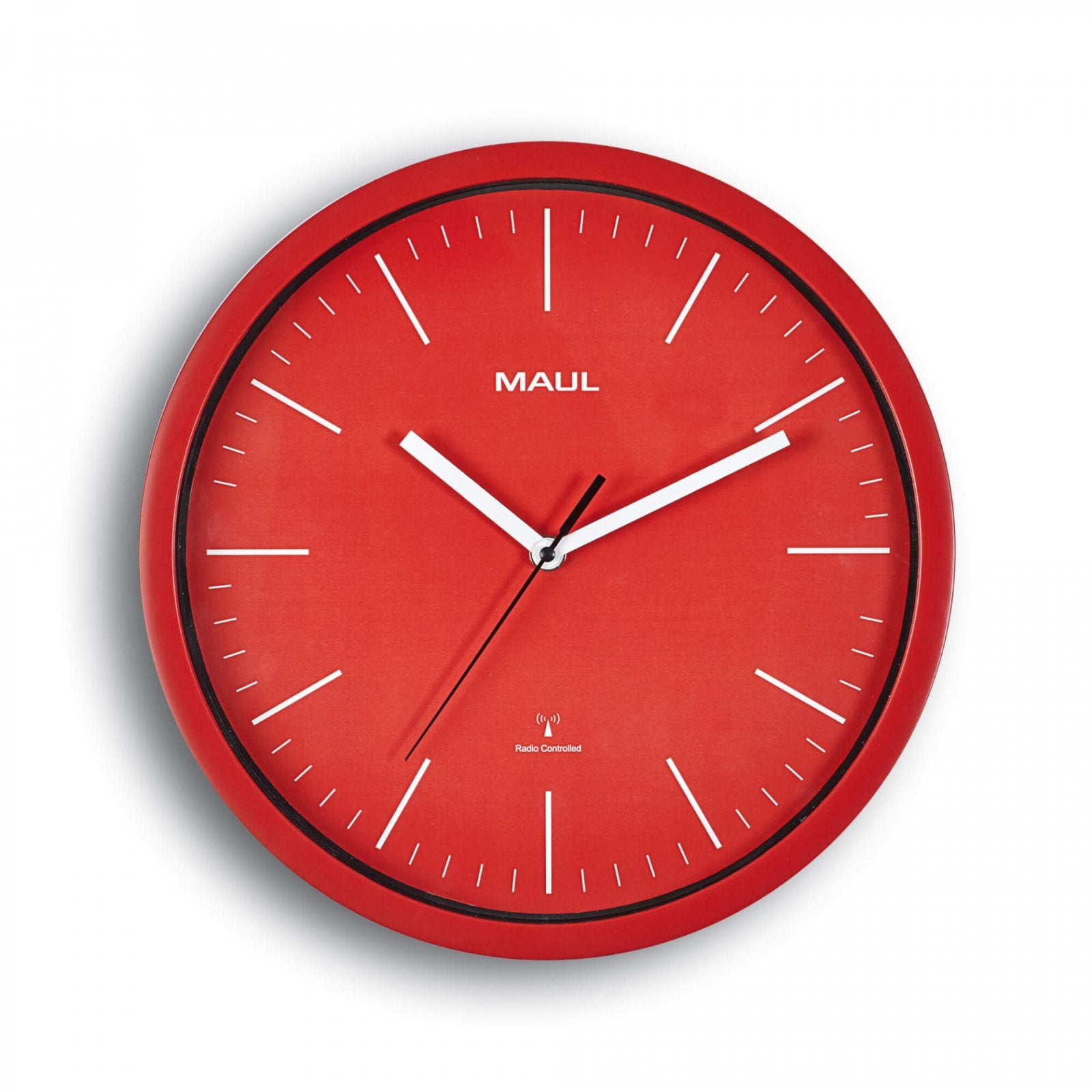 MAULjump Wanduhr – Digital, Funk, Ø 30,5 cm, Rot, Kunststoff