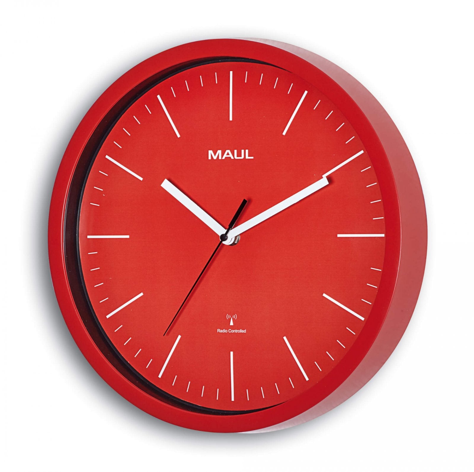 MAULjump Wanduhr – Digital, Funk, Ø 30,5 cm, Rot, Kunststoff