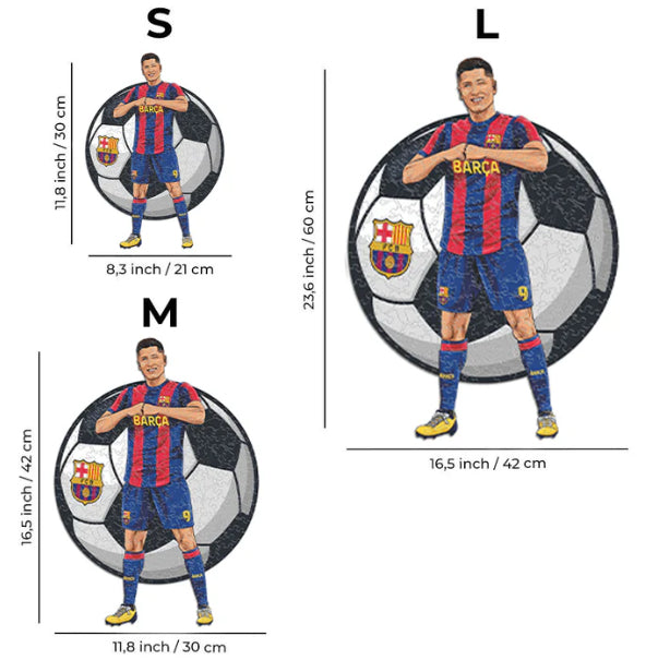 Iconic Puzzles Puzzle FC Barcelona – Robert Lewandowski – 150 Teile – 21 × 30 cm – ab 10 J. – Holz – mehrfarbig