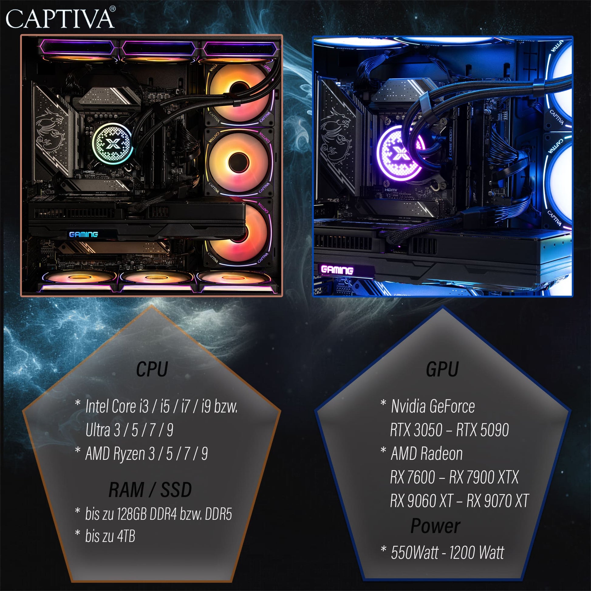 Captiva Tower – Intel Core i9-14900KF, 32 GB RAM, 2 TB SSD, NVIDIA GeForce RTX 5070 12 GB, Windows 11 Home