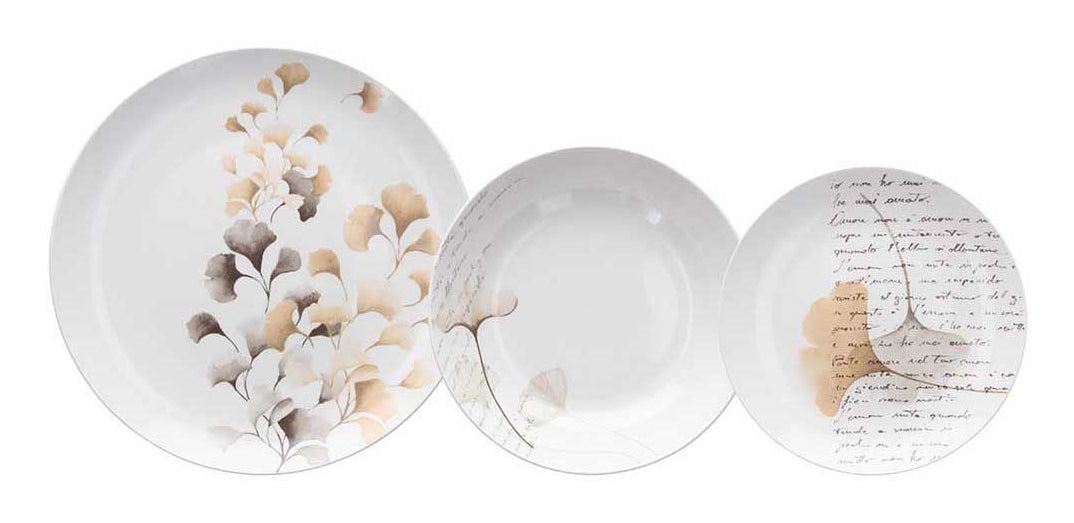Tognana Porcellane Speise-Service – Set 18-teilig, Ø 27 cm, Porzellan, Beige, spülmaschinenfest