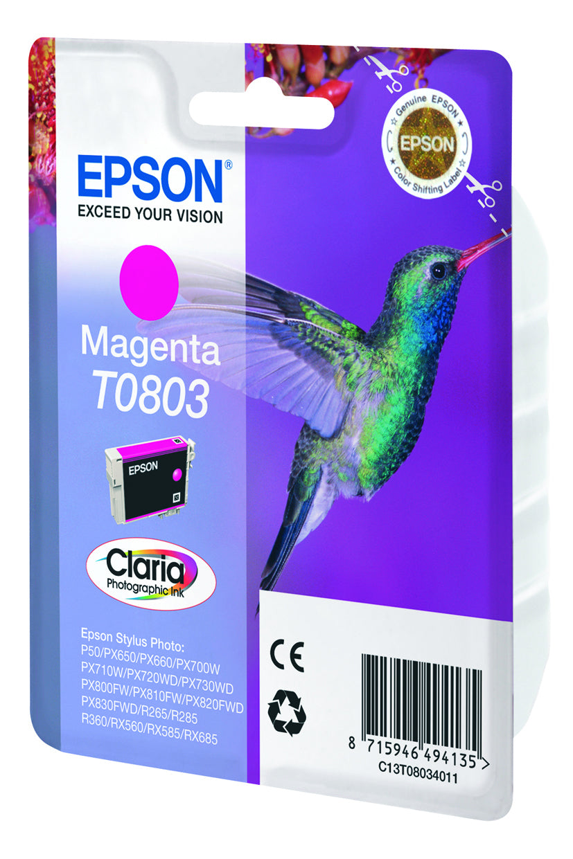 Epson Tintenpatrone T0803, Magenta – für Tintenstrahldrucker