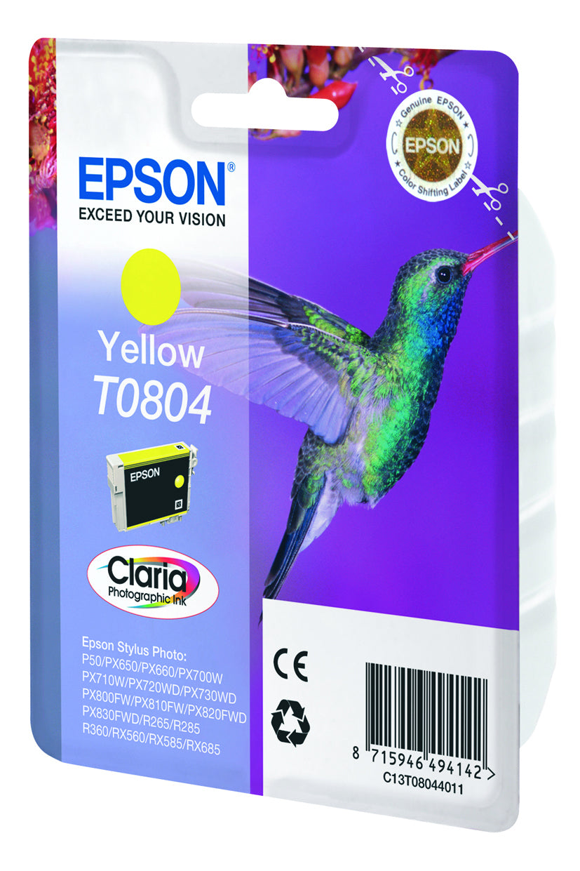 Epson T0804 Gelbe Tintenpatrone (Original) – 7,4 ml – für Epson Stylus Photo RX685/585/560, R360/285/265 …