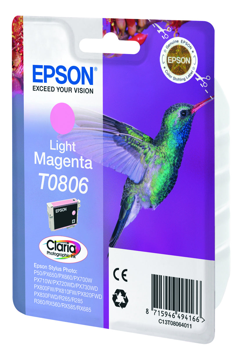 Epson Tintenpatrone T0806, Magenta, 350 Seiten – für Inkjetdrucker