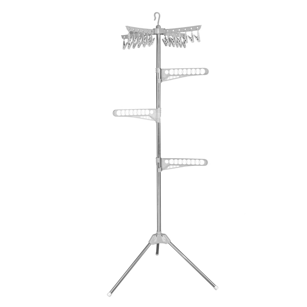 Relaxdays Wäscheständer – Leinenlänge 1100 cm – Edelstahl, Kunststoff – Weiss, Silber – 1 Stk.