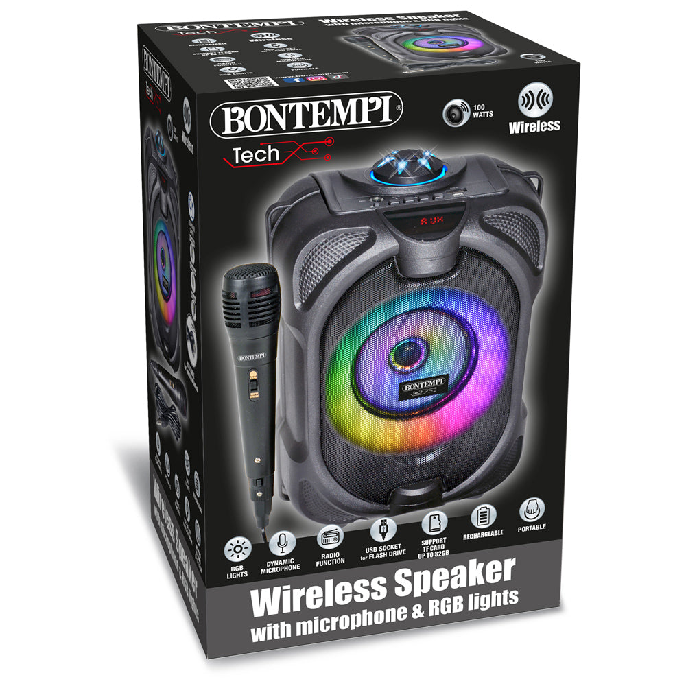 Bontempi 49 1020 – Party-Lautsprecher – 80 W, LED, Schwarz